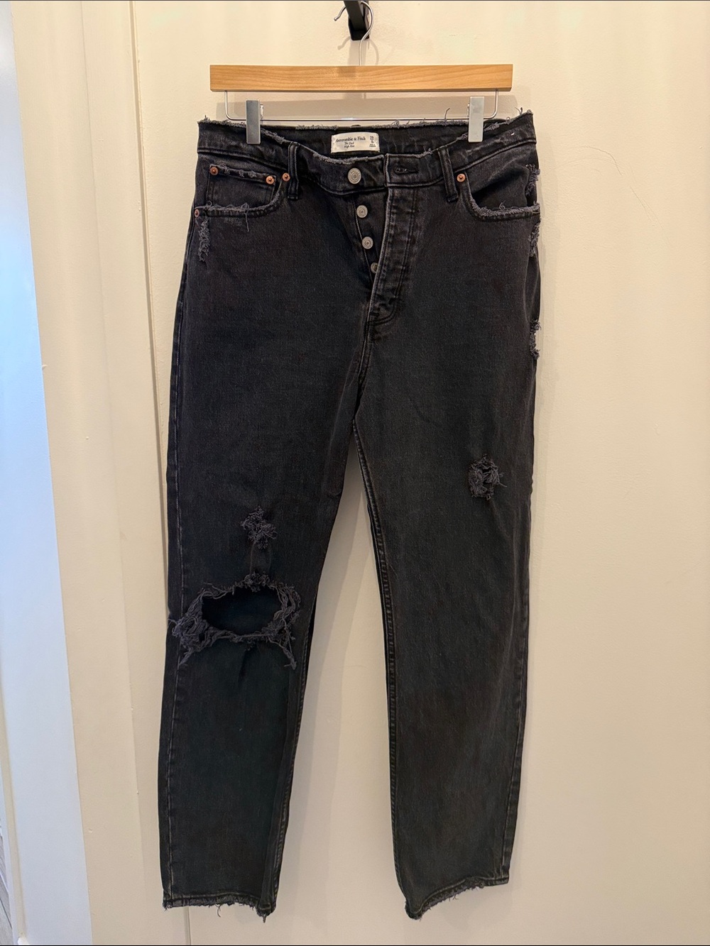Black Distressed High-Rise Women’s Jeans